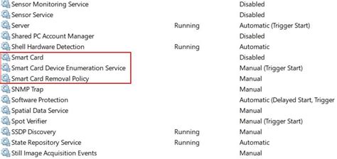 smart card device enumeration service stopping|disable smart card in registry.